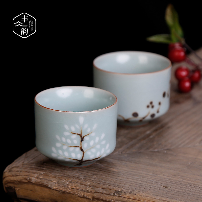 Day cyan your up hand - made teacup cracked master cup single CPU ceramic manual small cups retro move sample tea cup
