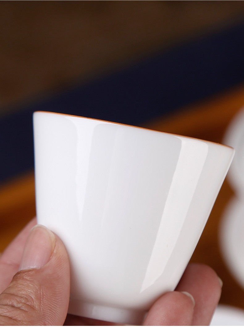 Ceramic tea set kung fu tea cups, small single cup of dehua white porcelain thin body home owner cup sweet white sample tea cup bowl