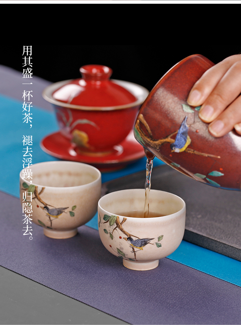 Jingdezhen up kung fu tea ceramic tea set small single CPU master cup move large hand sample tea cup of tea