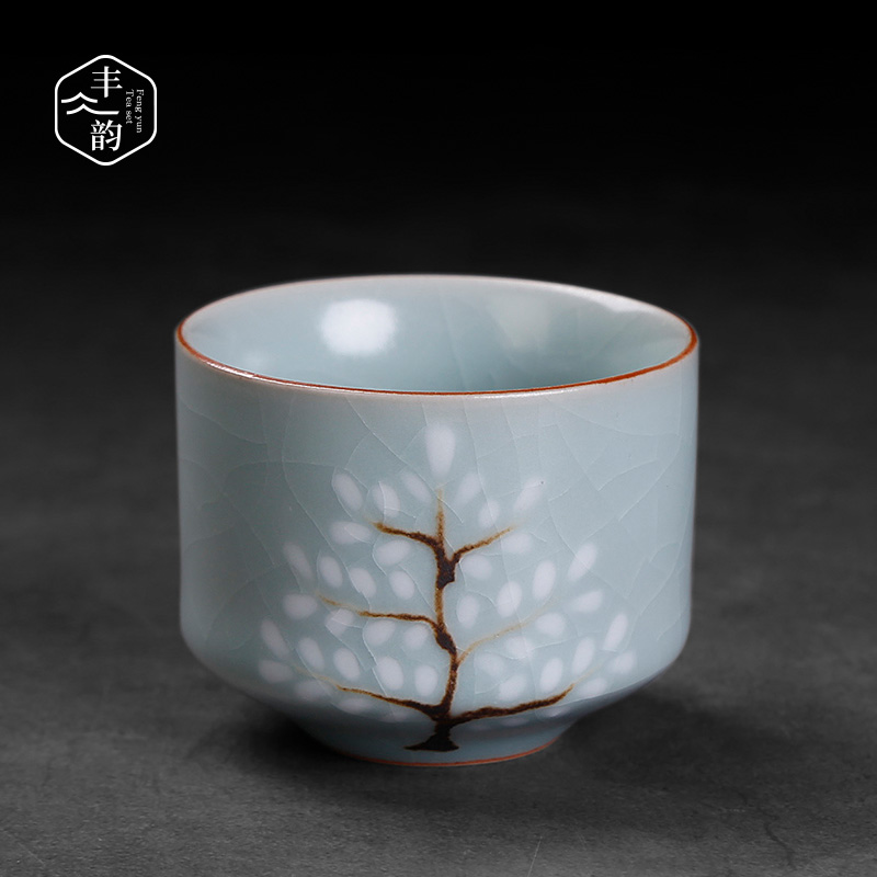 Day cyan your up hand - made teacup cracked master cup single CPU ceramic manual small cups retro move sample tea cup
