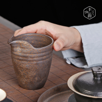 Japanese-style rough pottery cup ceramic white uniform cup large home retro gilt tea tea tea set kung fu tea set