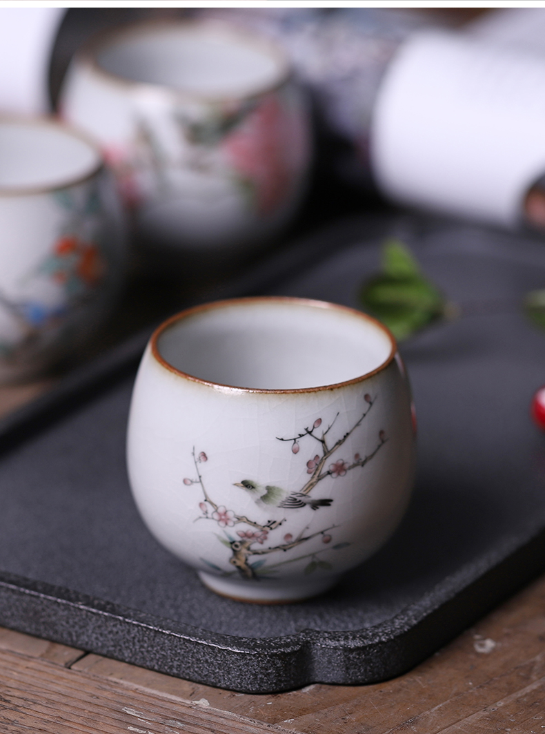 Hand - made teacup pure manual ru up market metrix who open the slice cup of jingdezhen ceramic large sample tea cup tea cup of move