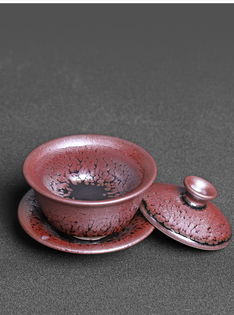 Oil droplets built three tureen only protect ancient hot tea cup lamp kung fu ceramic bowl with a single tea set 150 ml