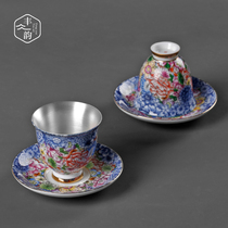 Gilt kung fu tea set Master Cup ceramic small cup single Cup household tea cup sterling silver individual cup handmade tea bowl