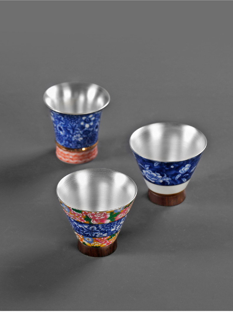 Tasted silver gilding ceramic cups bucket sign the master cup silver cup size sample tea cup silver cups single household kung fu
