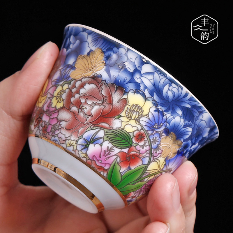 Tasted silver gilding kung fu tea cups of jingdezhen ceramic tea set small cup master cup silver cup pure checking tea tea cups