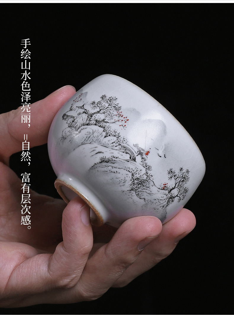 Kung fu tea cups jingdezhen hand - made ru up market metrix who cup large slicing can raise the ceramic sample tea cup individual single CPU