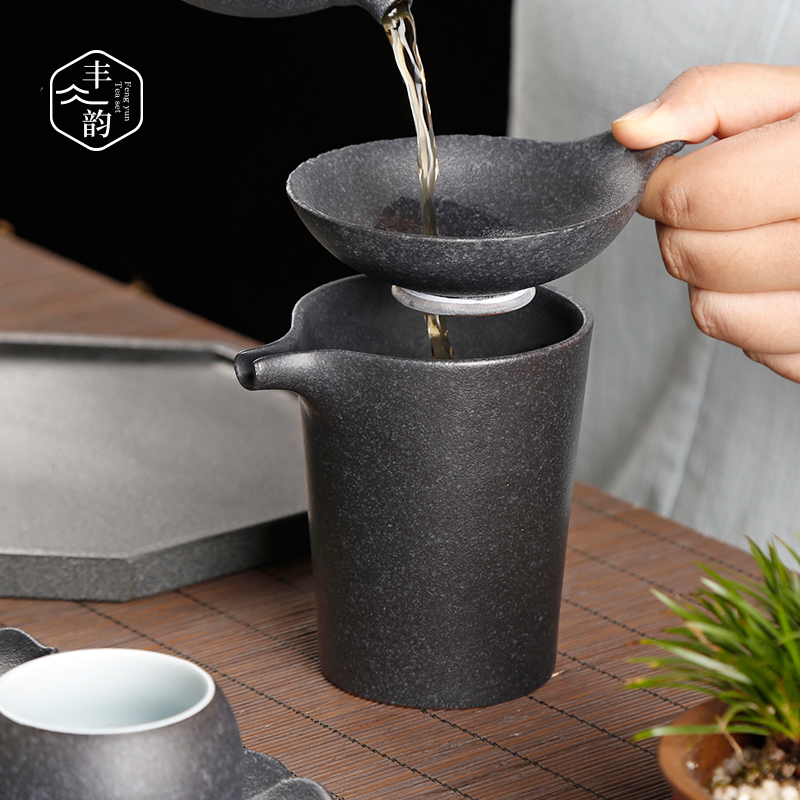 Black pottery ceramic tea set household fair keller tea zero distribution of tea ware coarse pottery big sea kunfu tea accessories and a cup of tea