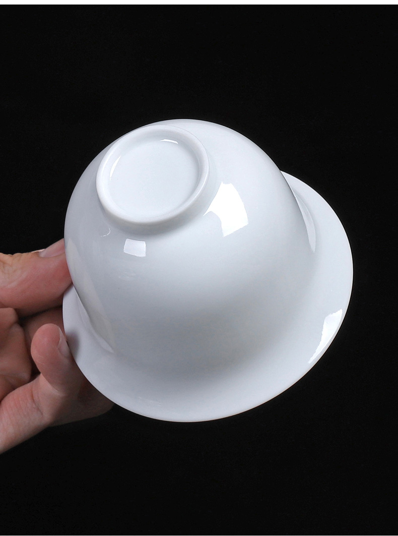 Only three tureen large sweet dehua white porcelain cups thin foetus ceramic kung fu tea bowl of a single tureen household utensils
