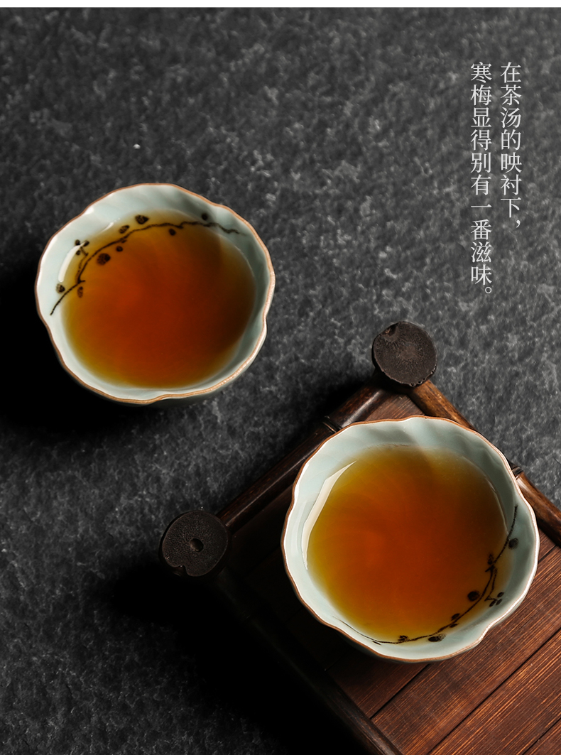 Your up tea master cup single cup large ceramic hand - made teacup cracked kung fu tea set for its ehrs azure sample tea cup