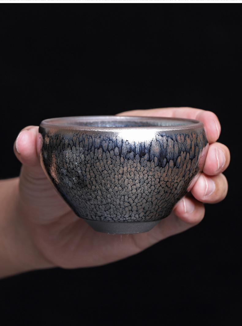 Flowers light master cup single CPU kung fu tea set iron tire oil cups undressed ore ceramic large bowl by hand