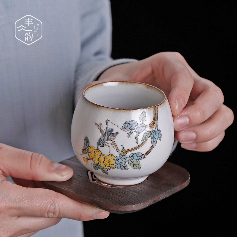 Ru up market metrix who teacup jingdezhen hand - made sample tea cup every piece of ice to crack open the individual cup of kung fu tea cup by hand