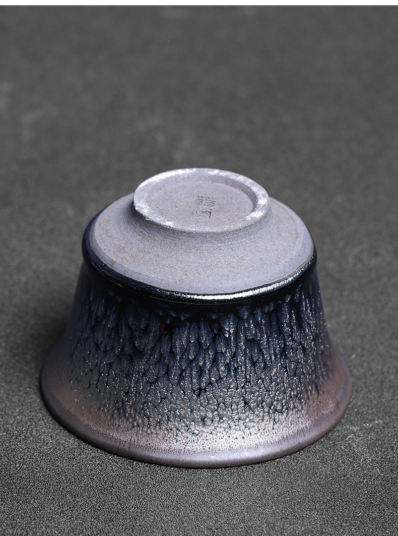 Manual jianyang ceramic tureen built lamp that only three cups small tire oil tea red glaze, kung fu tea set iron bowl