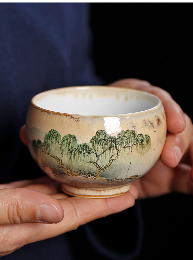 Hand - made ceramic up cup sample tea cup manual master cup single CPU archaize kung fu tea set personal tea cups