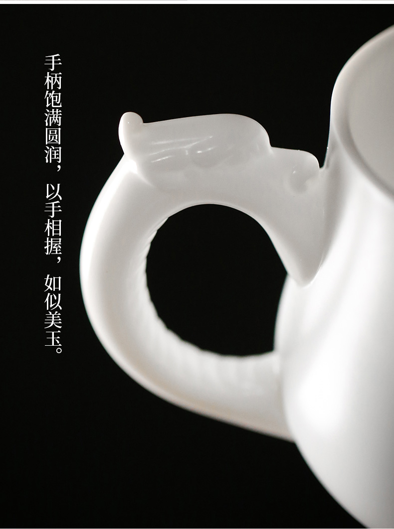 Dehua suet jade white porcelain with cover glass ceramic tea cup office meeting cup personal cup high - grade boss cup
