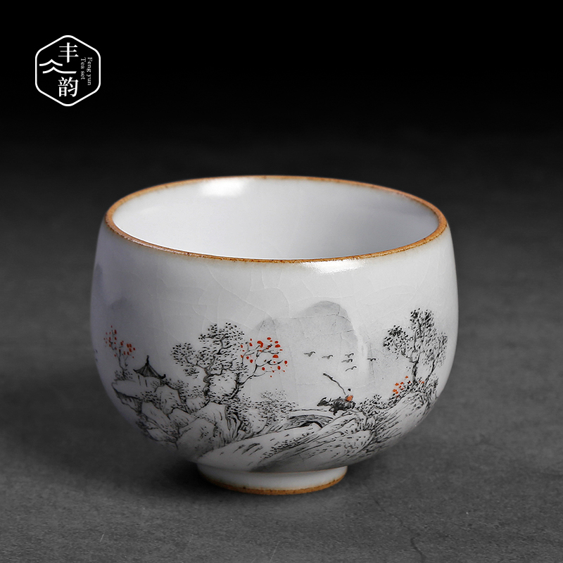 Kung fu tea cups jingdezhen hand - made ru up market metrix who cup large slicing can raise the ceramic sample tea cup individual single CPU
