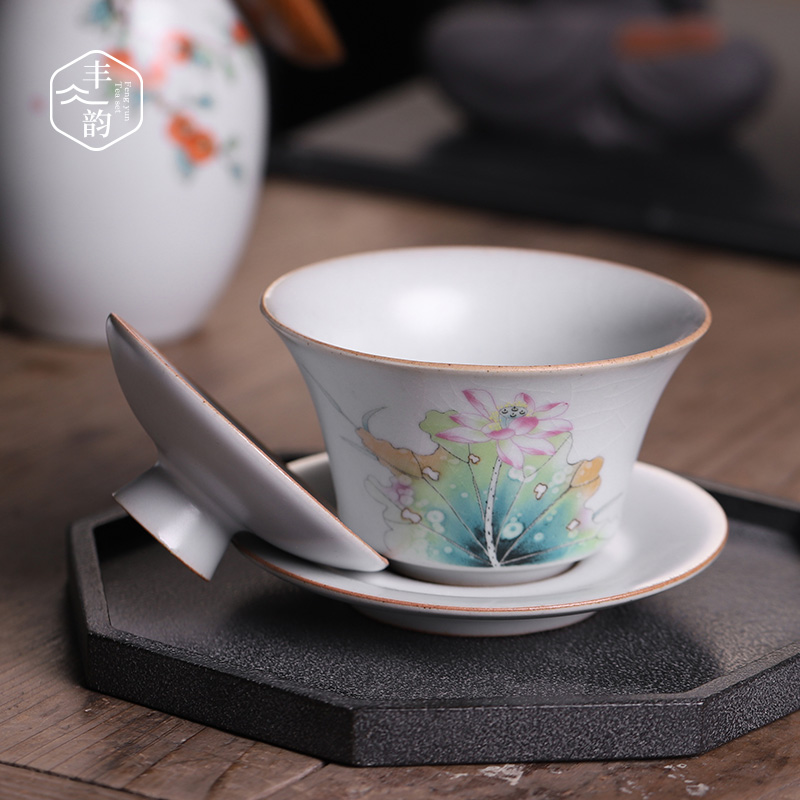 Your up tureen three only a single CPU slicing ceramics kung fu tea tea bowl large household month white restoring ancient ways
