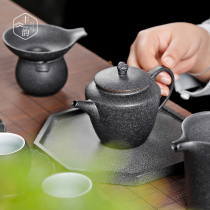 Coarse pottery pot retro ceramic Japanese small teapot kung fu tea set home large single pot stone glaze bubble teapot simple