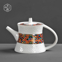 Enamel retro ceramic teapot small single pot home creative personality Black Tea white porcelain tea maker kung fu tea set