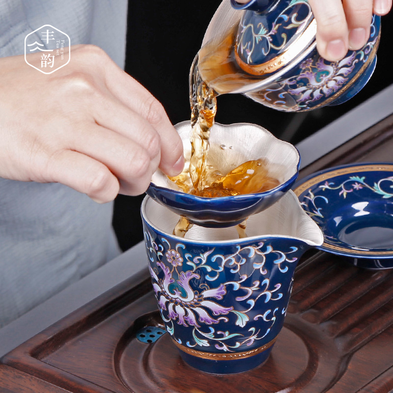 Jingdezhen blue and white porcelain coppering. As fair silver ceramic tea a single tea antique silver sea device home and a cup of tea