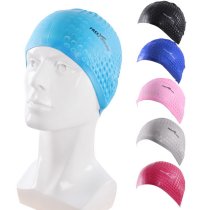 Silicone swimming cap female soft and comfortable high elastic large particle bubble waterproof non-slip male swimming cap black pink blue