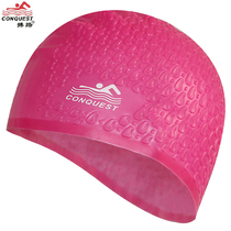 Womens long hair silicone swimming cap for men and women pure color water droplets increase adult ear cap waterproof hair care