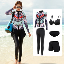 Long Sleeve Swimsuit Woman Split Five Pieces Steel Topoly Pair Long Pants Slim Sun Speed Dry Spa Swimsuit Diving Mother Coat