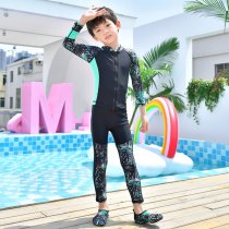 Long-sleeved childrens swimsuit Girl boy Middle and large child split quick-drying full body sunscreen trousers Jellyfish suit Hot spring swimsuit