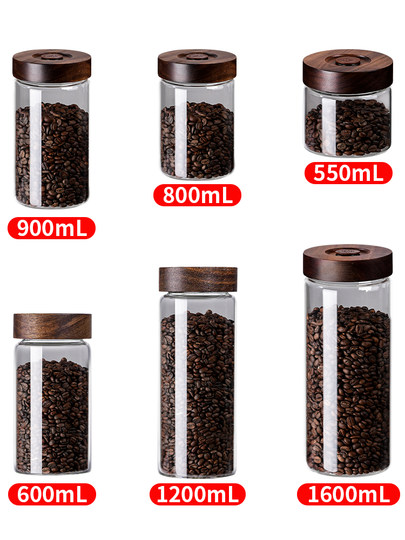 Speziell versiegelter Behälter für Kaffee in Lebensmittelqualität, Glasbehälter mit automatischer Entlüftung, Aufbewahrungsbehälter für Kaffeebohnen, Aufbewahrungsflasche für Kaffeepulver