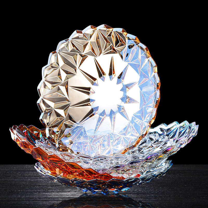 Glazed Fruit Tray Home Living Room Tea Table Creative Living Room Fruit Tray Snack Tray Light Lavish Crystal Fruit Tray Glass Fruit Basin