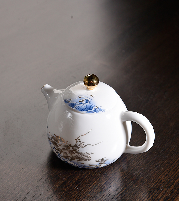 Ancient sheng put out to sea blue and white dragon up enamel now pot two cup teapot cup tea home tea tureen tea pot