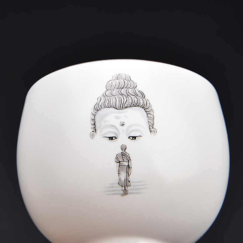 The ancient sheng up second hand sample tea cup white porcelain asked Buddha series Japanese tea contracted pervious to light thin body small tea cups