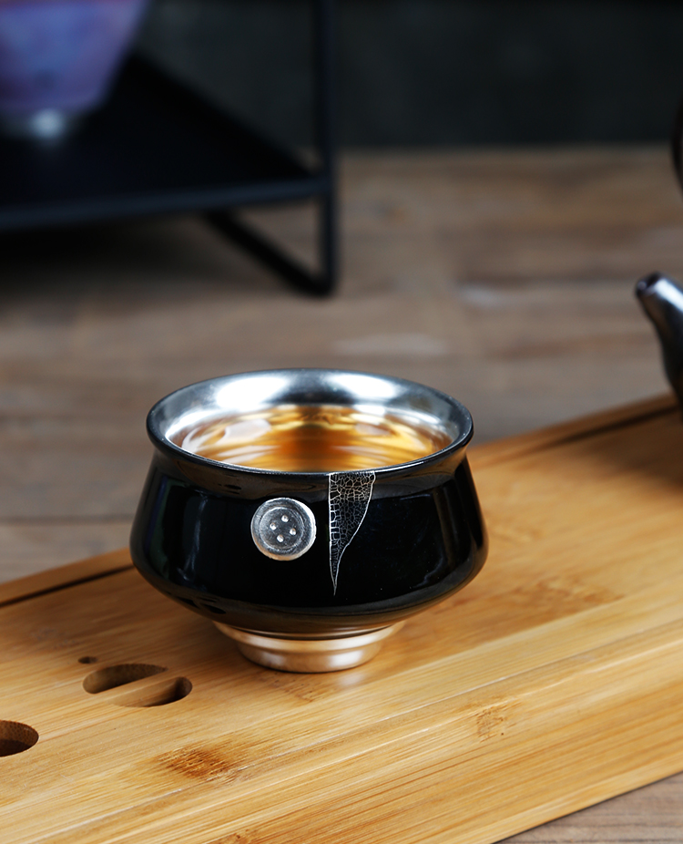 The ancient new silver tea set variable coarse pottery kung fu sheng up cups individual cup single cup sample tea cup coppering. As zen cup
