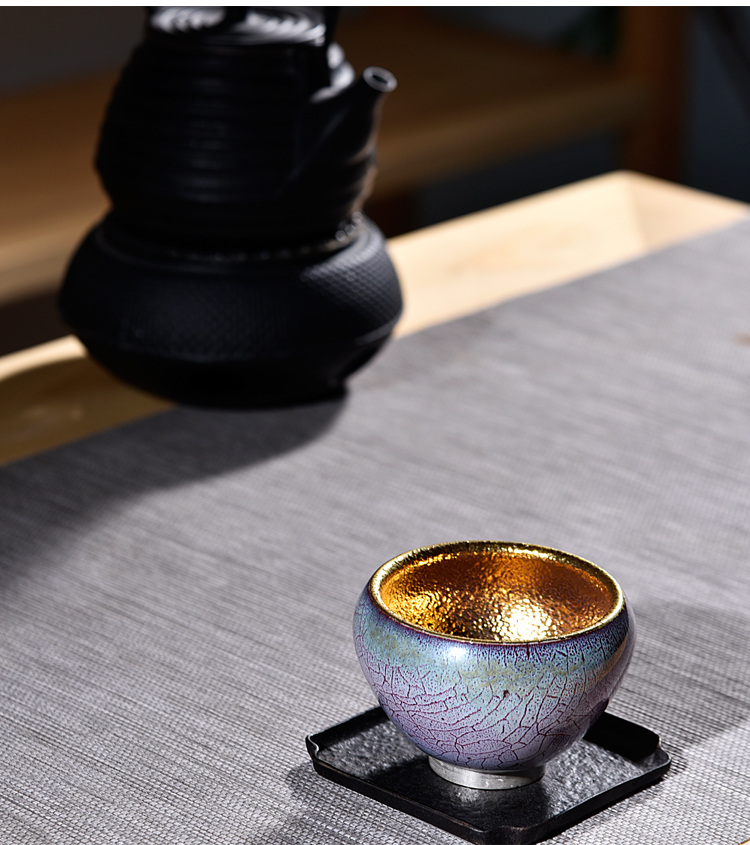 Ocean 's ancient sheng up new 24 k gold ceramic up Taiwan temmoku master cup single CPU jun porcelain fine gold cup