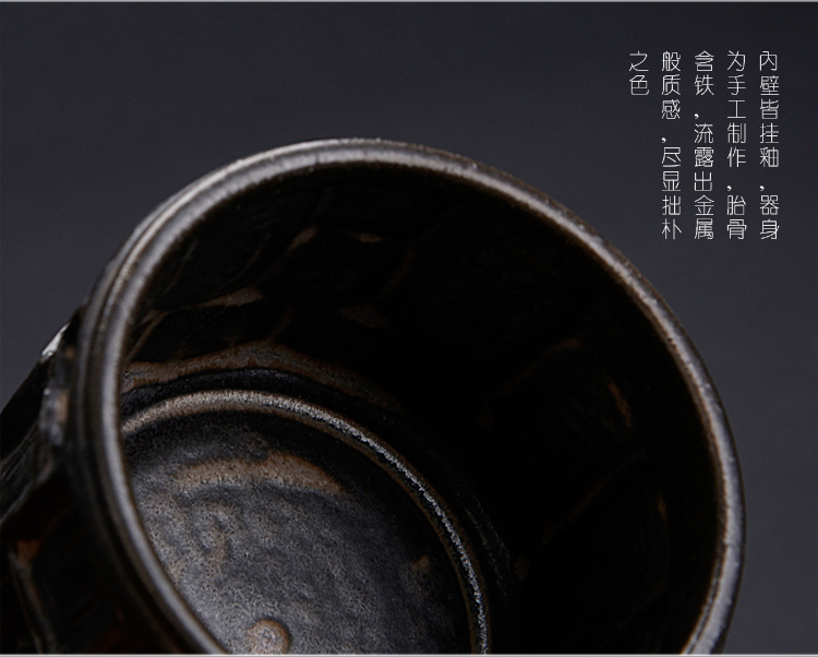 The ancient sheng up new gift boxes Chen Weichun pottery master convex art series temmoku single cup tea master sample tea cup