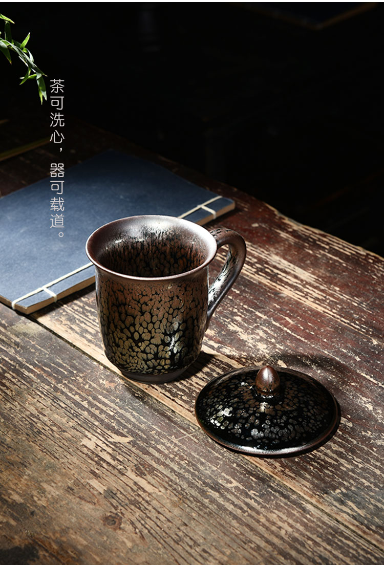 Ancient sheng up of the new Chinese style oil fire building light mark cup with cover cup of water glass ceramic tea cup and meeting by hand