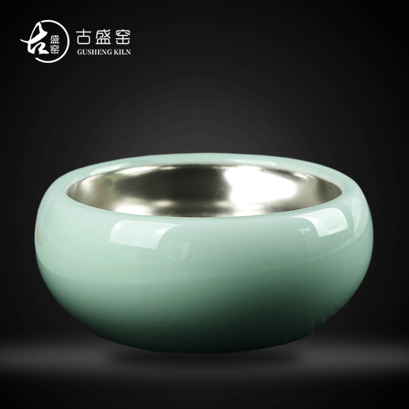 Ancient sheng up new hand - made cup 99 silver ceramics sample tea cup kung fu tea cup tasted silver gilding master cup celadon