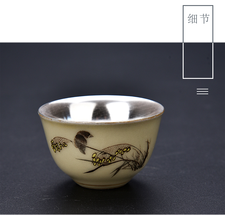 Ancient sheng up market metrix who only tea cup silver ceramic sample tea cup set silver cups, kung fu bowl is pure manual coppering. As silver cup