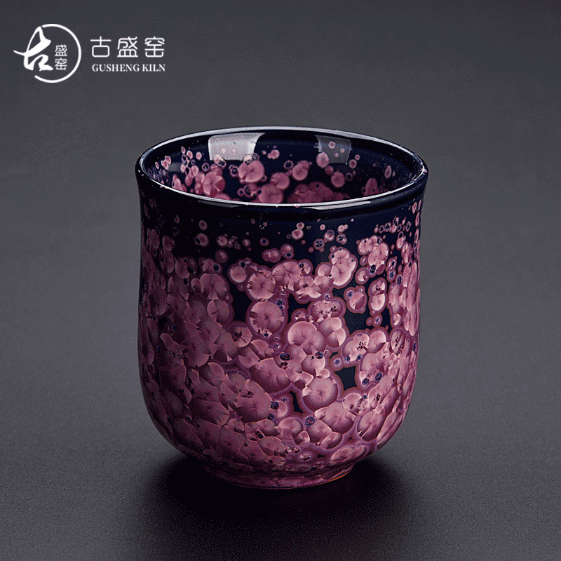 The ancient sheng up new egg cup and then built red glaze, ceramic colorful obsidian variable oil droplets master cup bowl