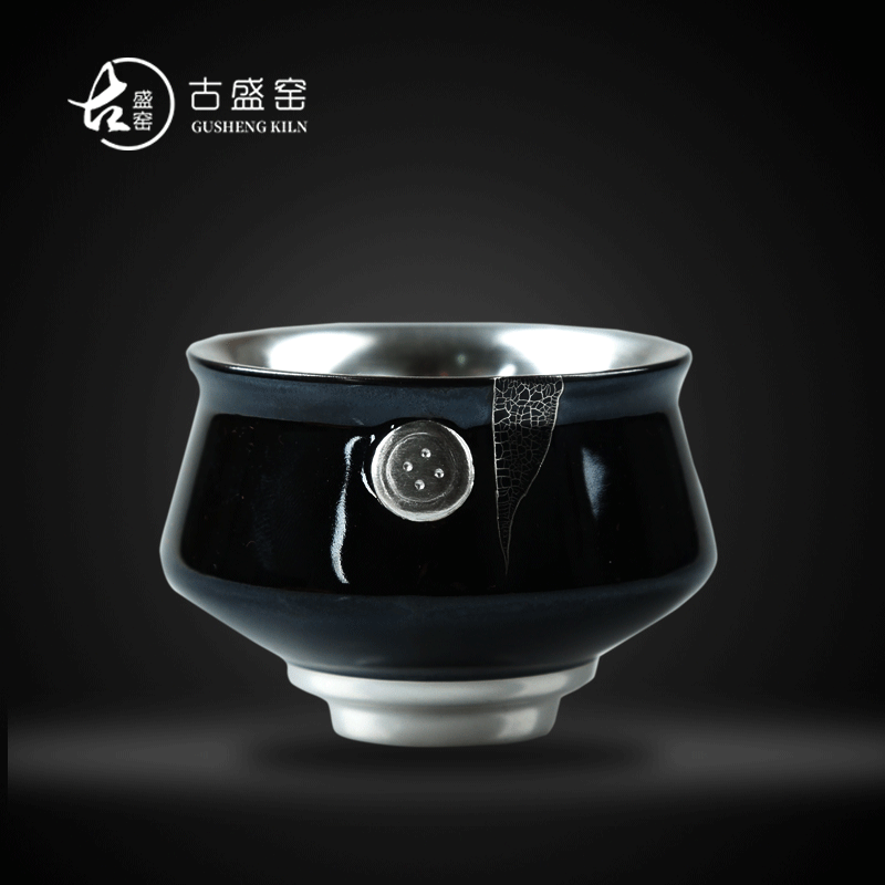 The ancient new silver tea set variable coarse pottery kung fu sheng up cups individual cup single cup sample tea cup coppering. As zen cup