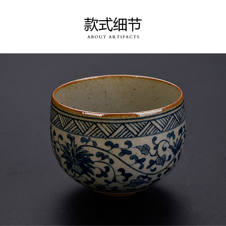 Old blue and white silver wire porcelain ceramic cups kung fu sheng up coppering. As silver cup single CPU personal tea light sample tea cup restoring ancient ways