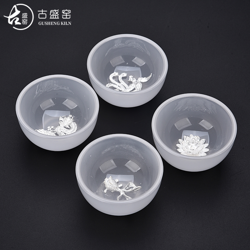 Ancient sheng up porcelain cup jade jade cup whitebait master sample tea cup silver by patterns ceramic cup kung fu tea cups