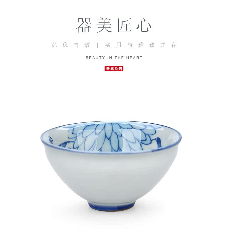 Ancient sheng up jingdezhen hand - made of blue and white porcelain cups tea archaize individual cup sample tea cup master cup single CPU