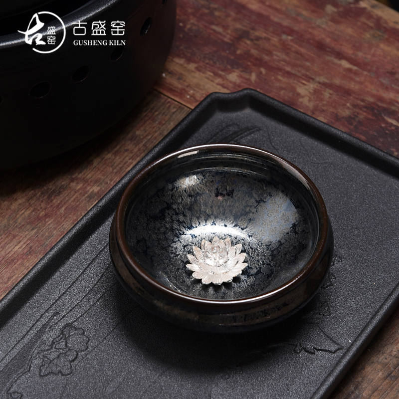 The ancient sheng up new star flower color inlay whitebait lotus tea red glaze, LangHao ceramic kung fu masters cup cup