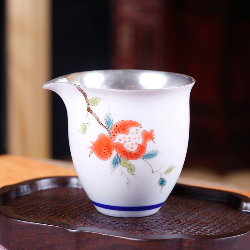 The ancient sheng up coppering. As silver tea set hand - made kung fu tea cup lid bowl of a complete set of blue and white porcelain is jingdezhen ceramics