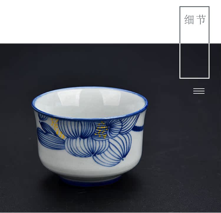 Ancient antique hand - made sheng up xiangyang violet blue pressure hand of kung fu tea lotus master cup ceramic checking