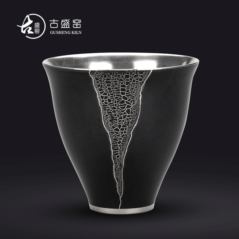 The ancient new gift boxes mo yu sheng up ceramic tasted silver gilding agate glaze large sample tea cup personal single cup of tea