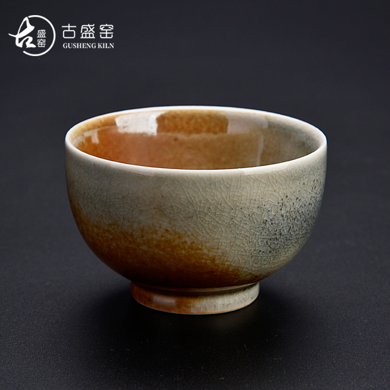 Ancient sheng up checking ceramic masters cup retro tea cups individual cup of kung fu tea set wild plant ash wood'm