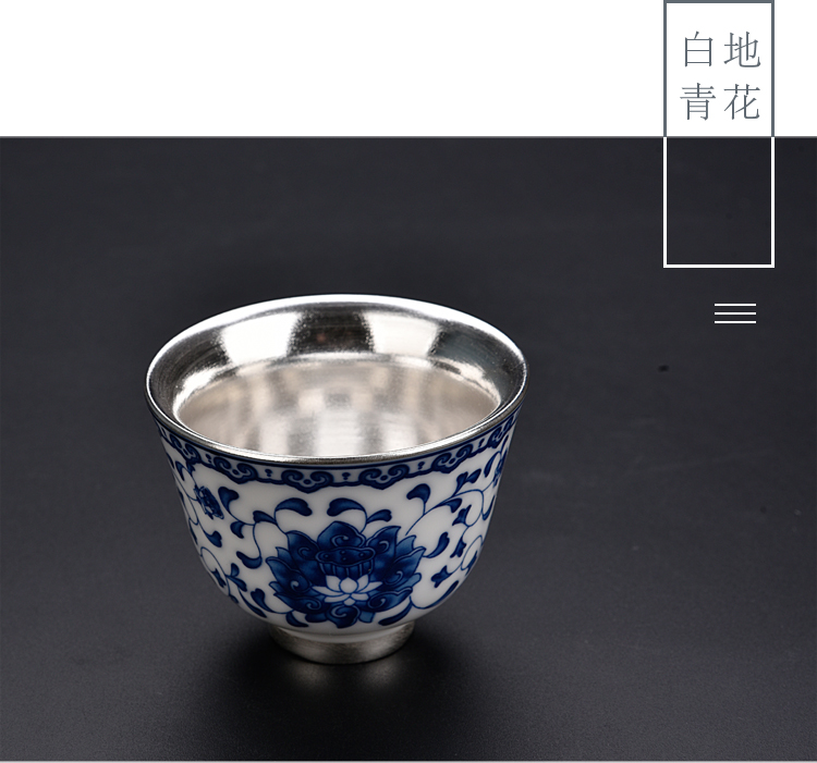 Ancient sheng sea coppering. As silver ceramic up of blue and white dragon suit kung fu tea set silver home tea tureen tea pot