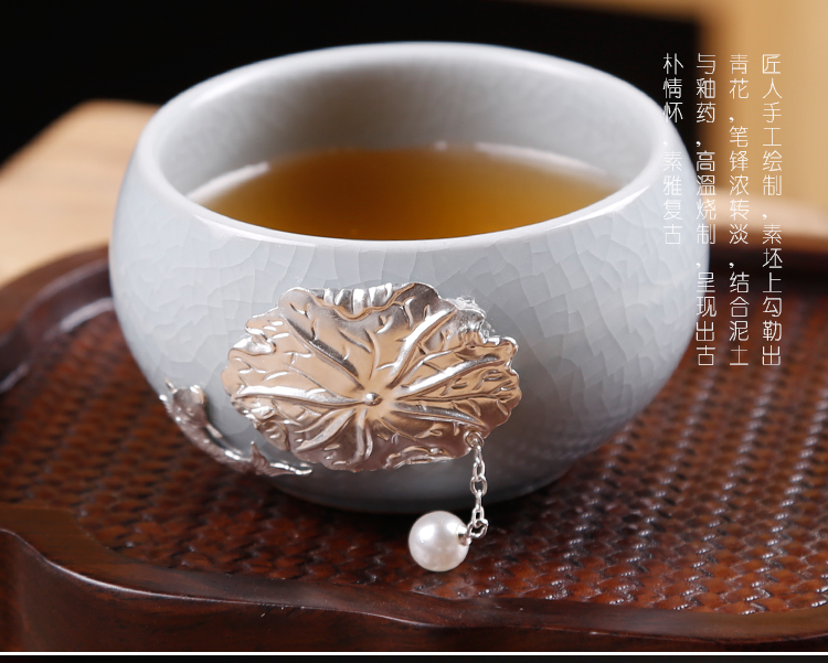 Ancient your up kung fu sheng up small silver cups household single ceramic masters cup silver cup tea tasted silver gilding